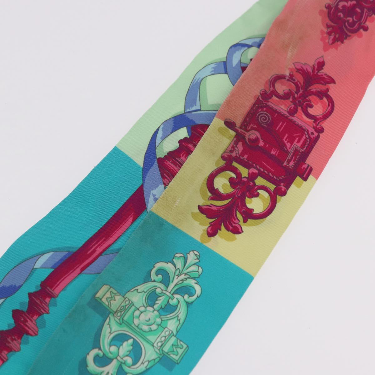 HERMES Twilly Scarf Silk 2 Set Blue Red Green Auth BA14066