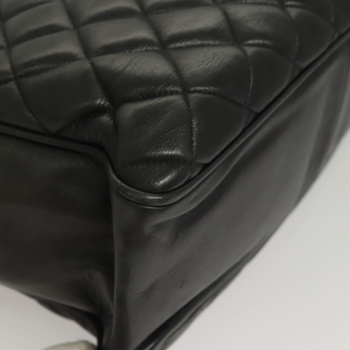 CHANEL Matelasse Chain Shoulder Bag Lamb Skin Black Gold CC Auth BA1407