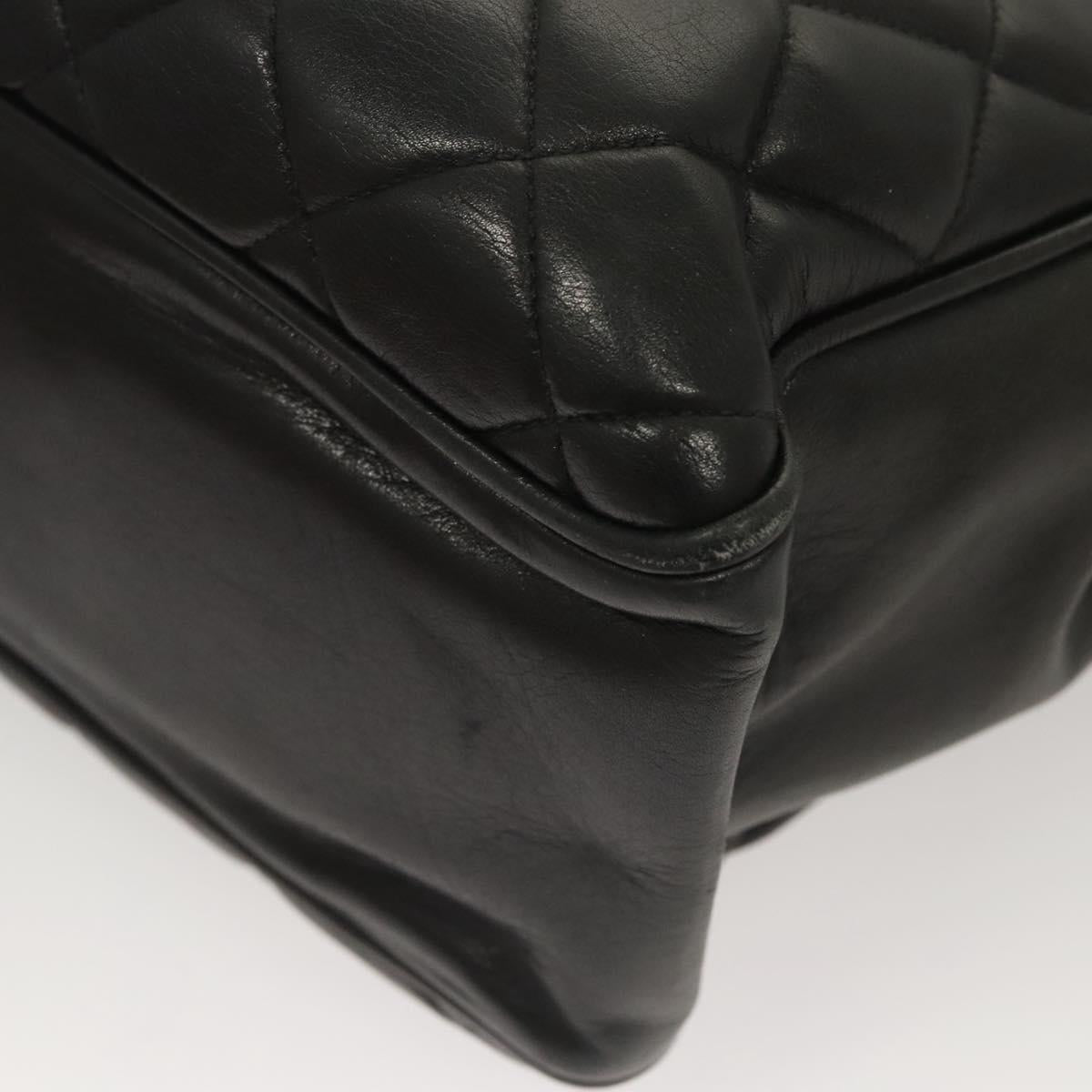 CHANEL Matelasse Chain Shoulder Bag Lamb Skin Black Gold CC Auth BA1407