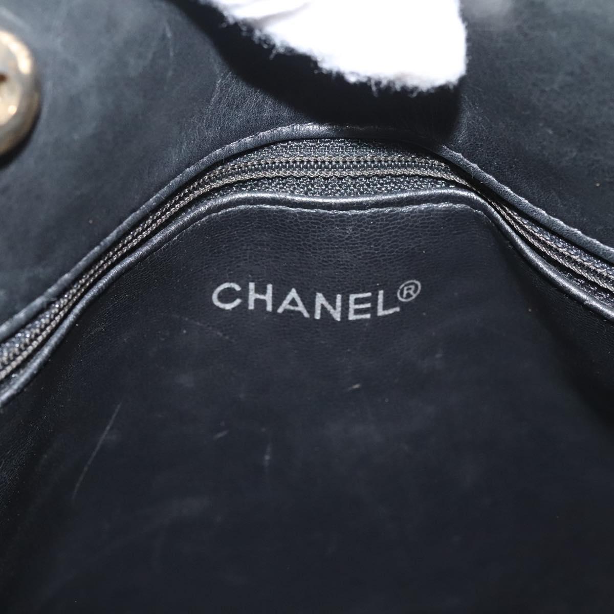 CHANEL Matelasse Chain Shoulder Bag Lamb Skin Black Gold CC Auth BA1407