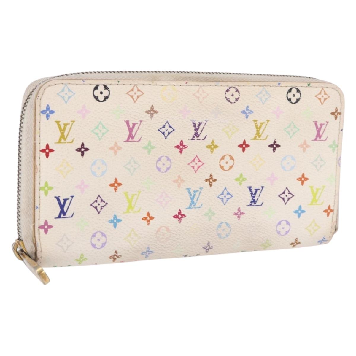 LOUIS VUITTON Monogram Multicolor Zippy Wallet White M60274 LV Auth BA14074