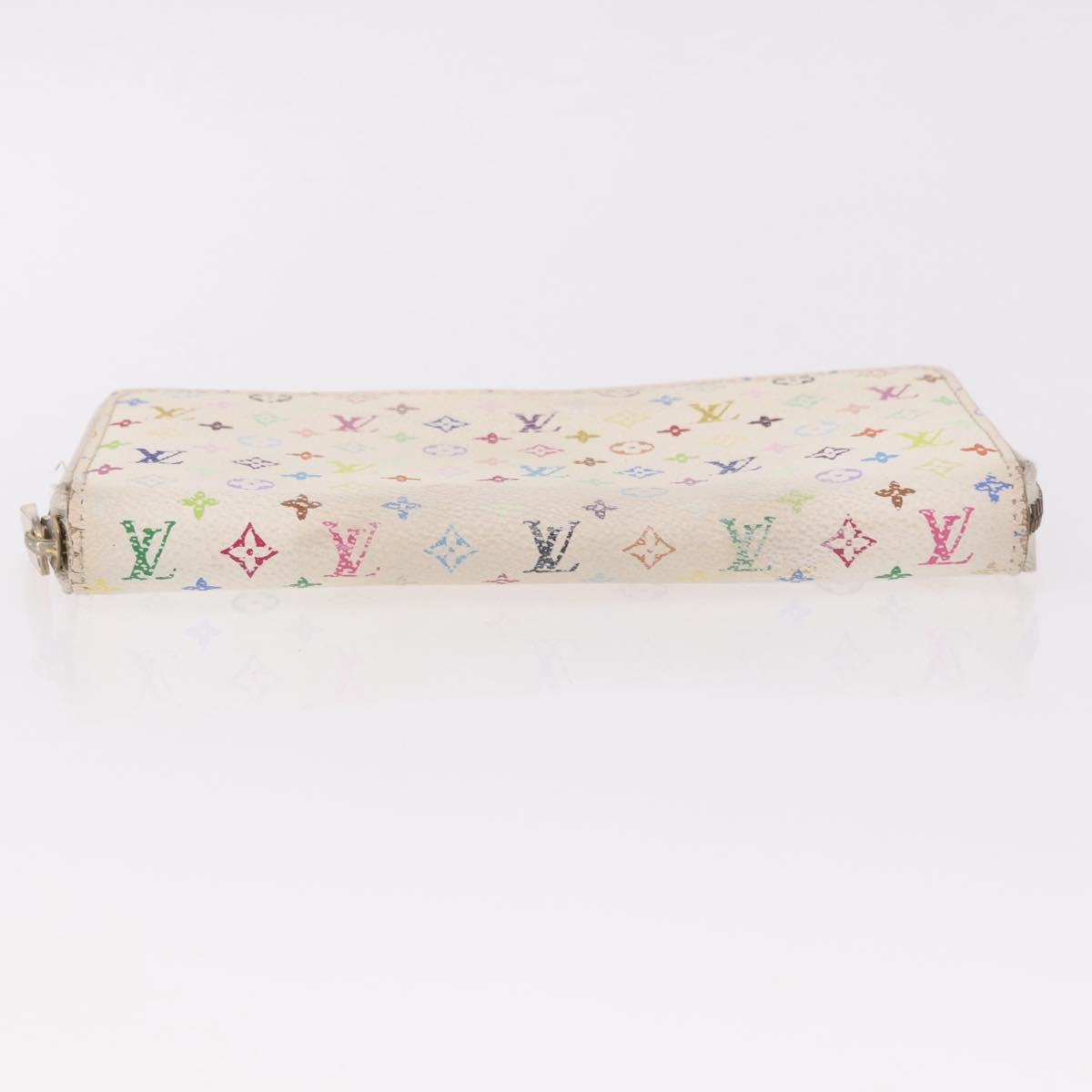 LOUIS VUITTON Monogram Multicolor Zippy Wallet White M60274 LV Auth BA14074