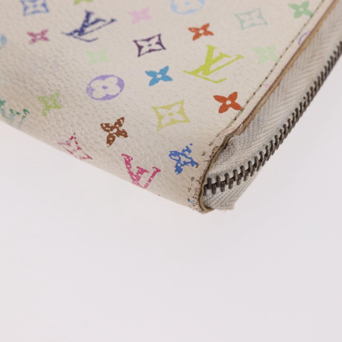 LOUIS VUITTON Monogram Multicolor Zippy Wallet White M60274 LV Auth BA14074