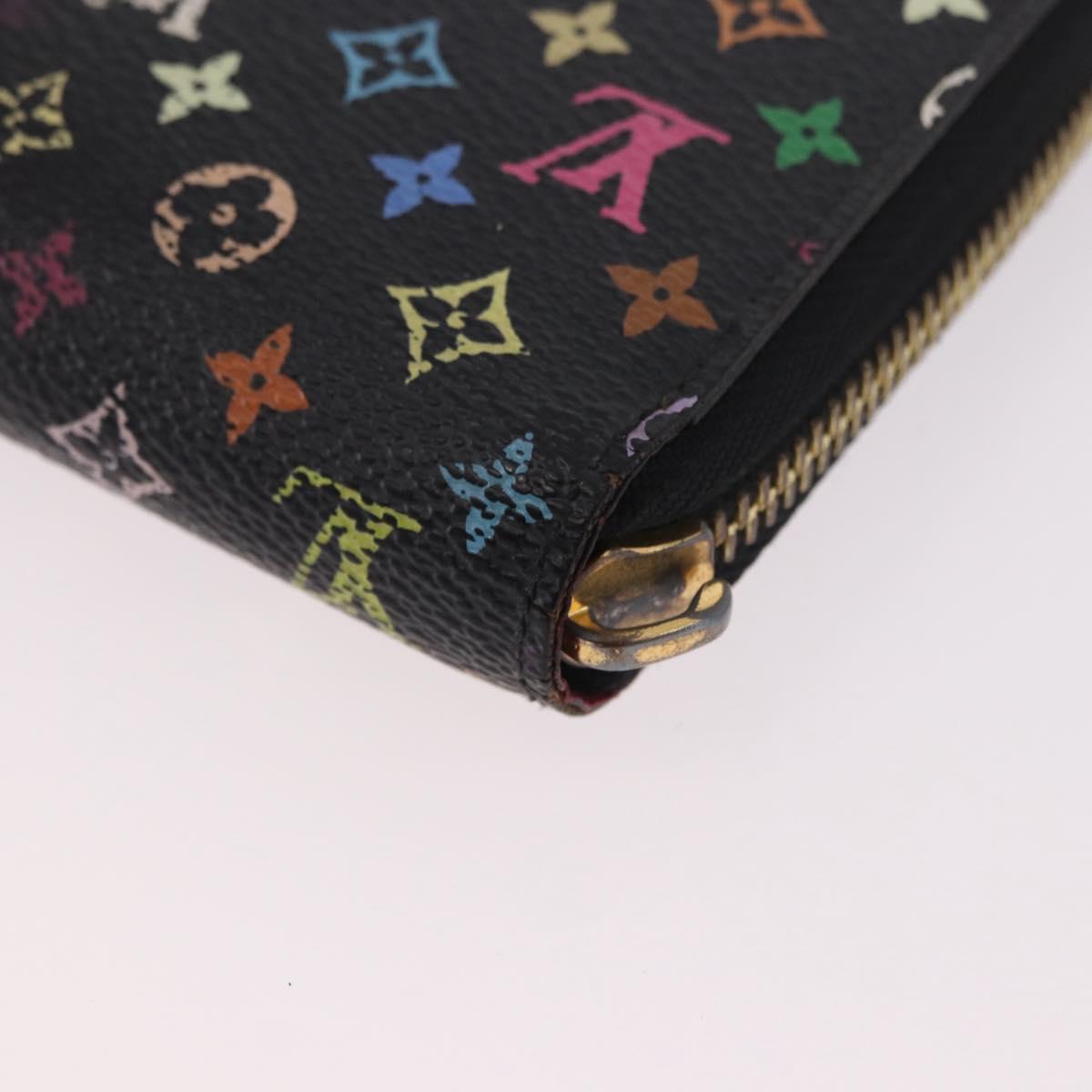 LOUIS VUITTON Monogram Multicolor Zippy Wallet Black M60243 LV Auth BA14075