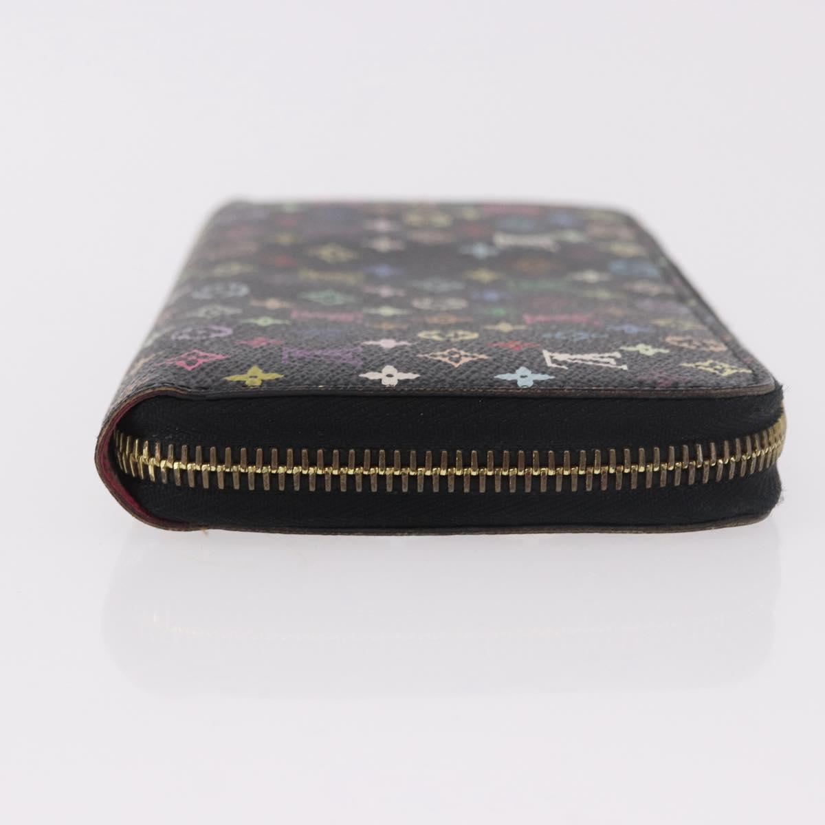 LOUIS VUITTON Monogram Multicolor Zippy Wallet Black M60243 LV Auth BA14075