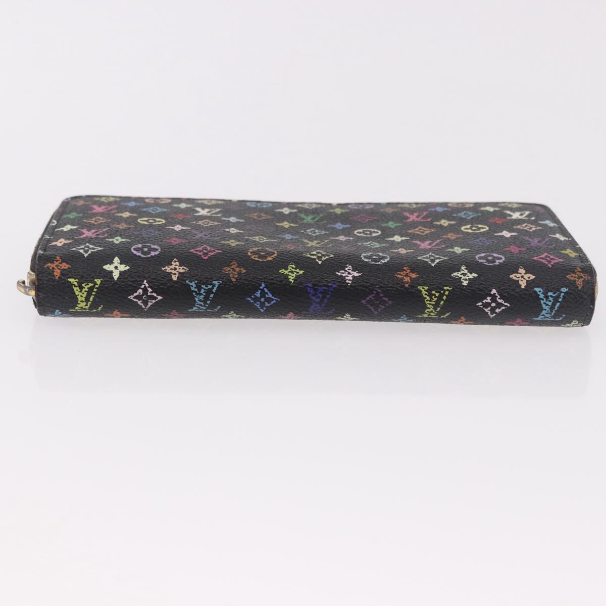 LOUIS VUITTON Monogram Multicolor Zippy Wallet Black M60243 LV Auth BA14075