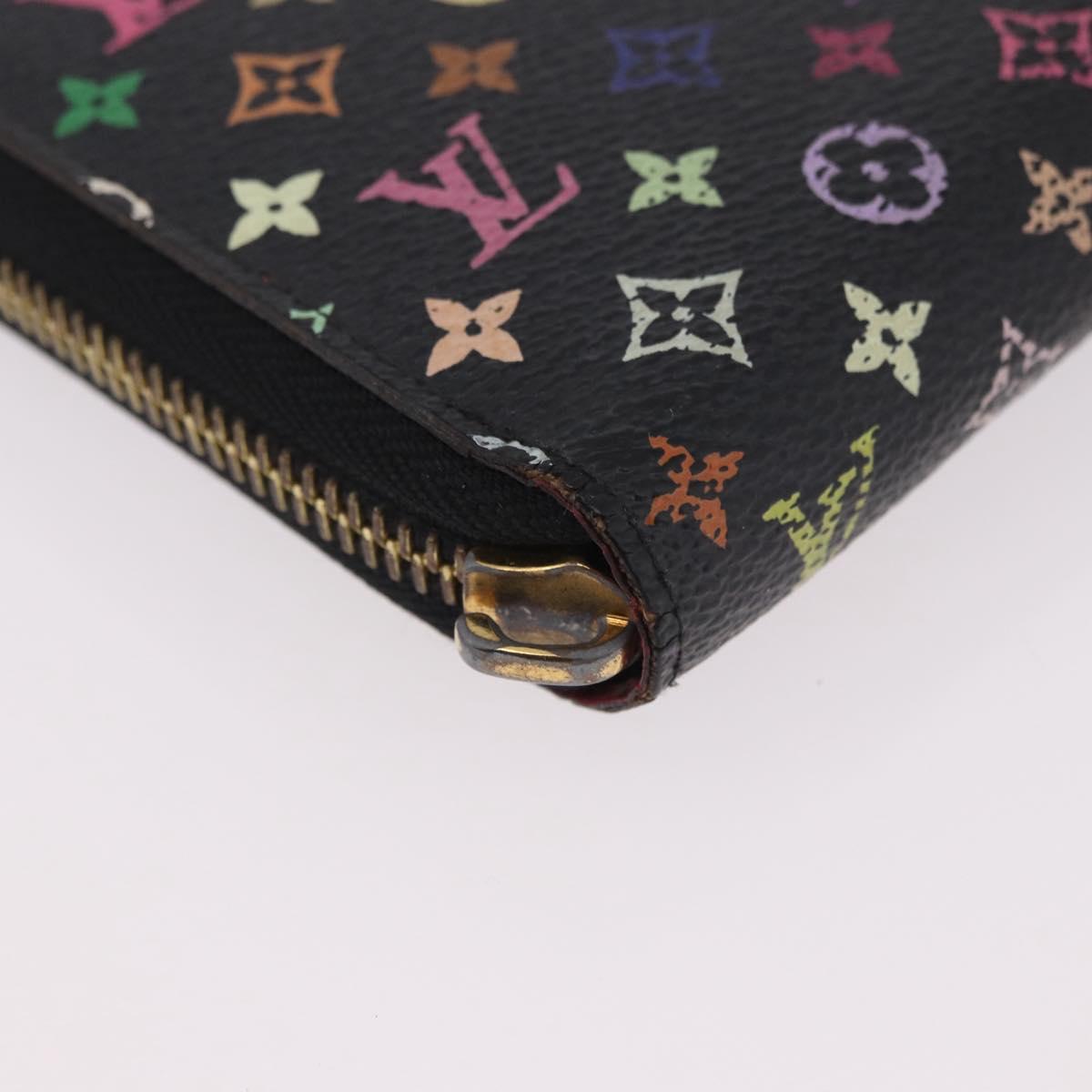 LOUIS VUITTON Monogram Multicolor Zippy Wallet Black M60243 LV Auth BA14075