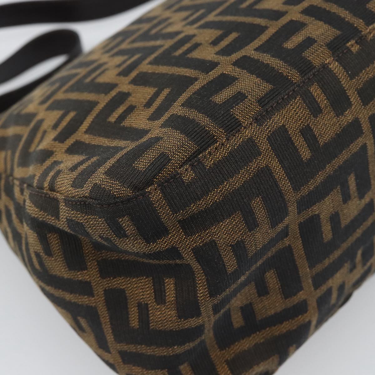 FENDI Zucca Canvas Mamma Baguette Shoulder Bag Black Brown Auth BA14103V