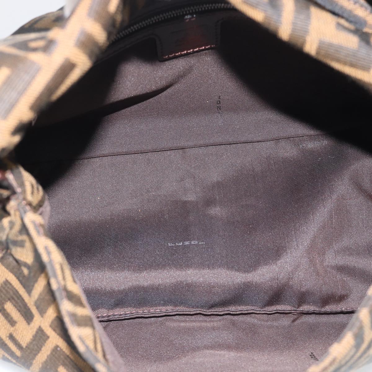 FENDI Zucca Canvas Mamma Baguette Shoulder Bag Black Brown Auth BA14103V