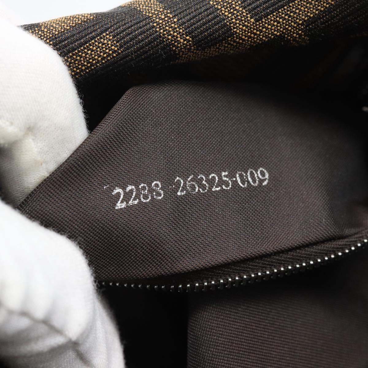 FENDI Zucca Canvas Mamma Baguette Shoulder Bag Black Brown Auth BA14103V