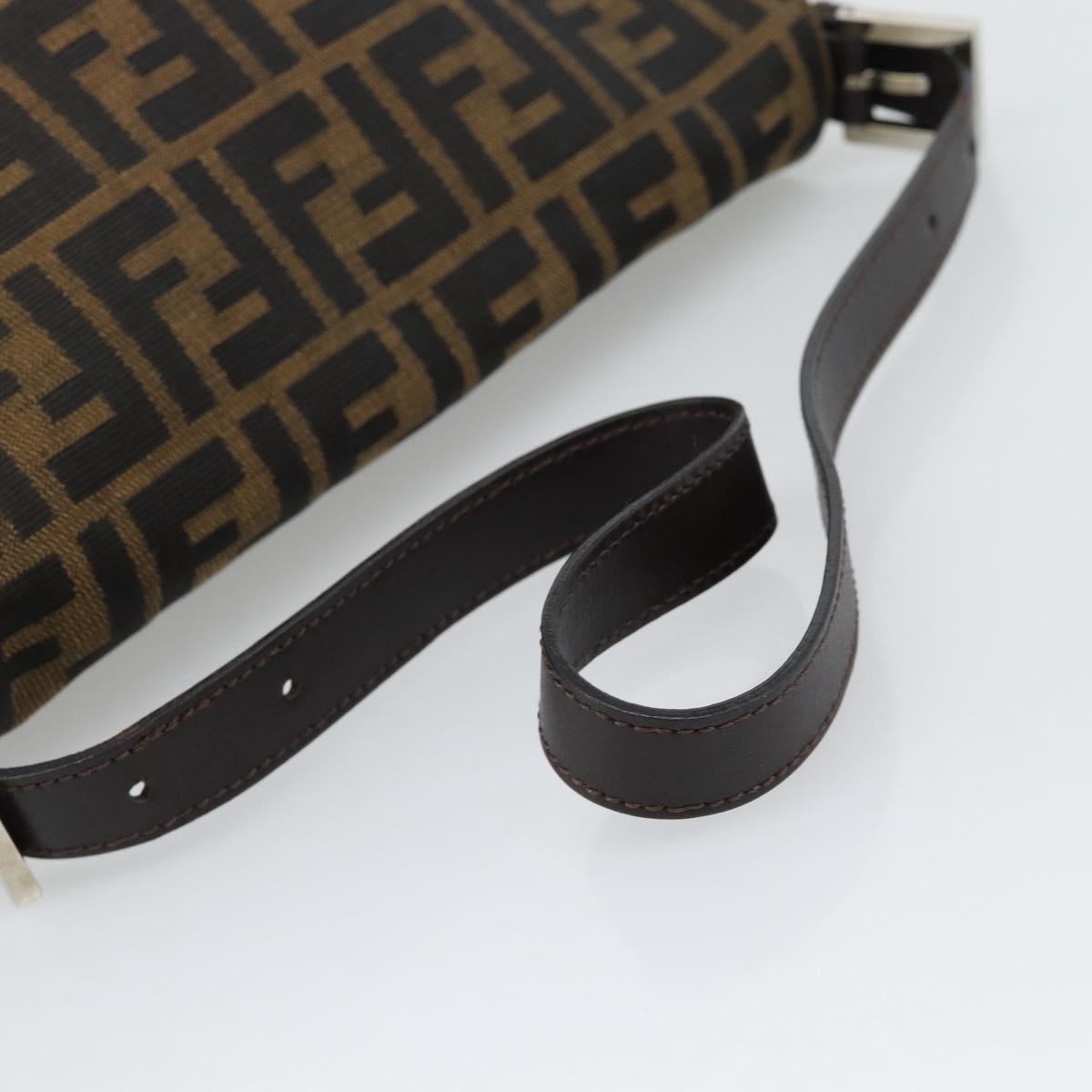 FENDI Zucca Canvas Mamma Baguette Shoulder Bag Black Brown Auth BA14103V