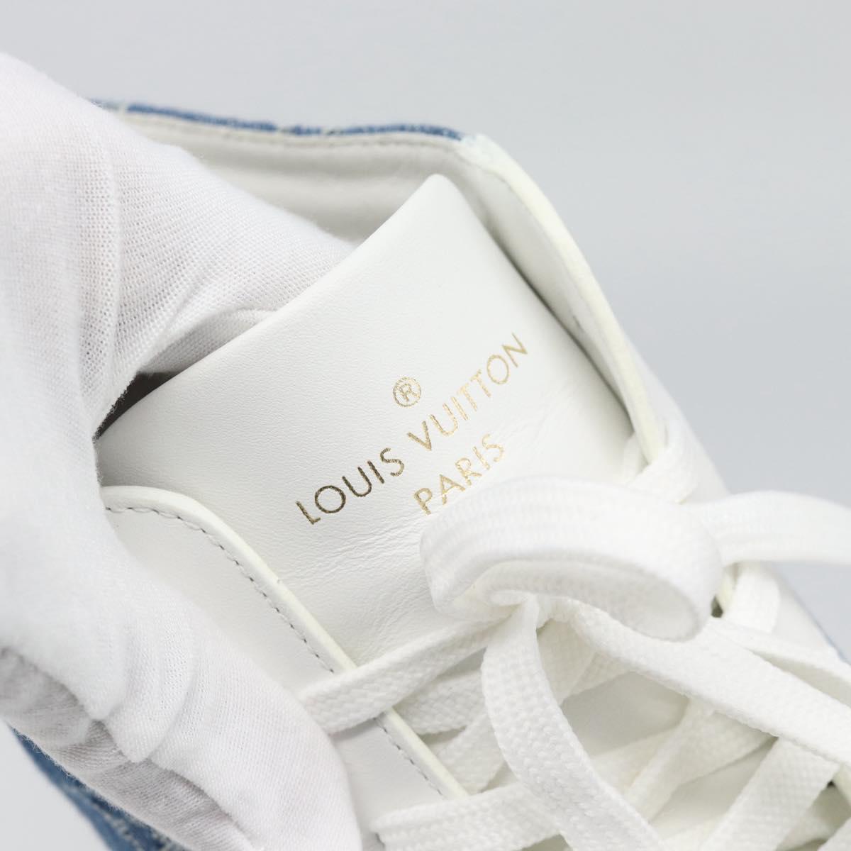 LOUIS VUITTON Monogram Denim Tattoo Line High Top Sneakers Blue LV Auth BA14108M