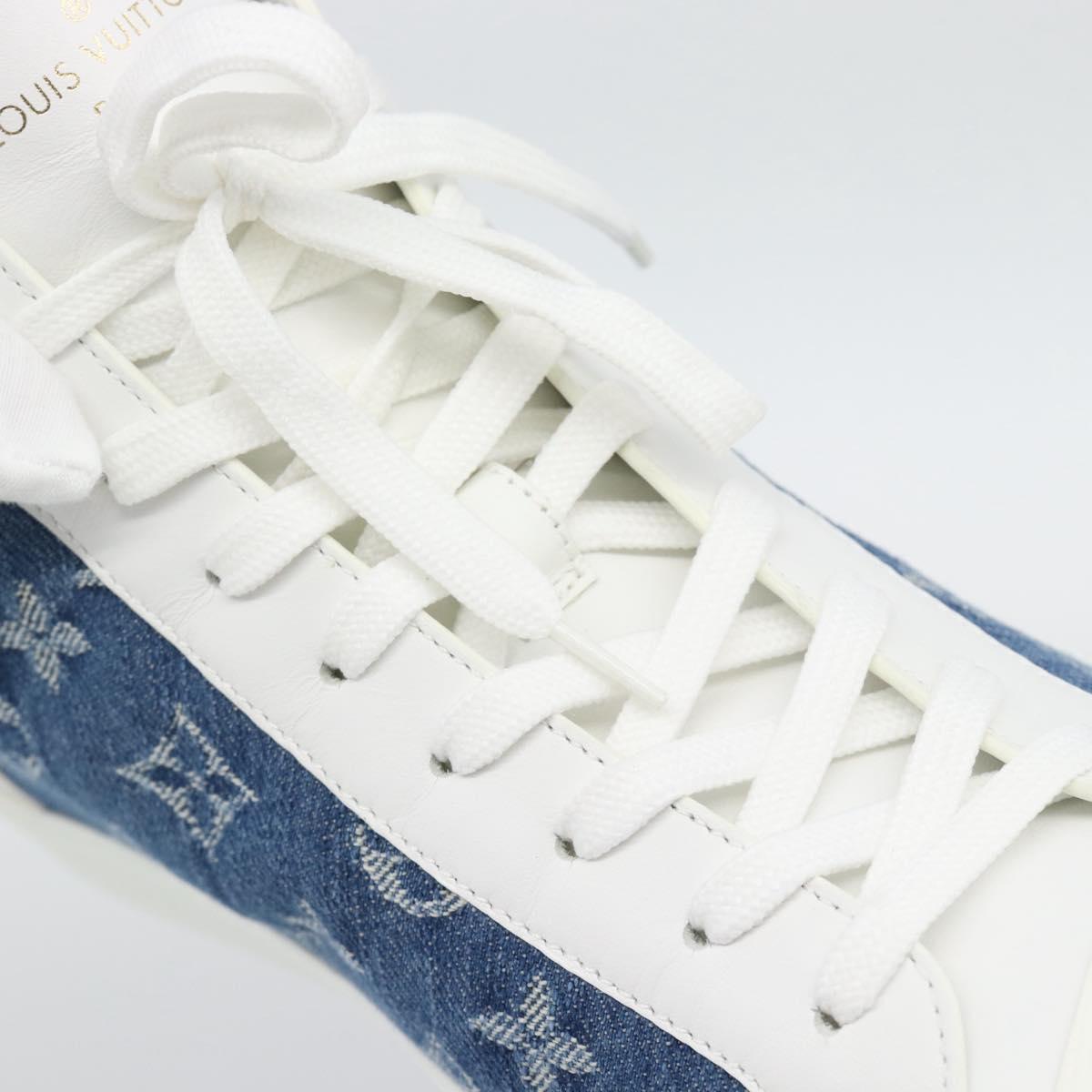 LOUIS VUITTON Monogram Denim Tattoo Line High Top Sneakers Blue LV Auth BA14108M