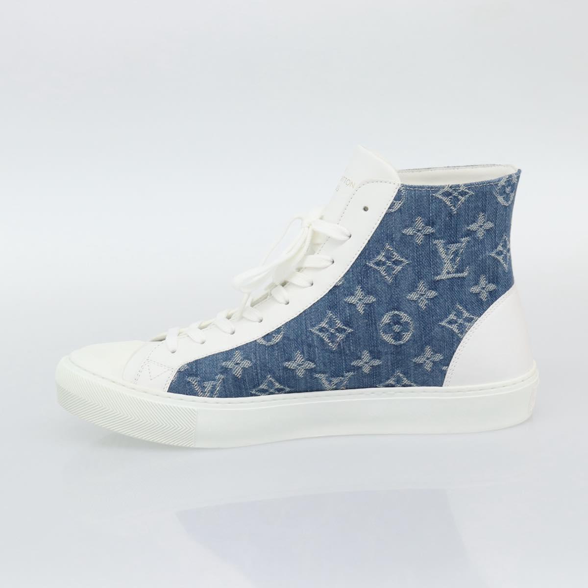 LOUIS VUITTON Monogram Denim Tattoo Line High Top Sneakers Blue LV Auth BA14108M