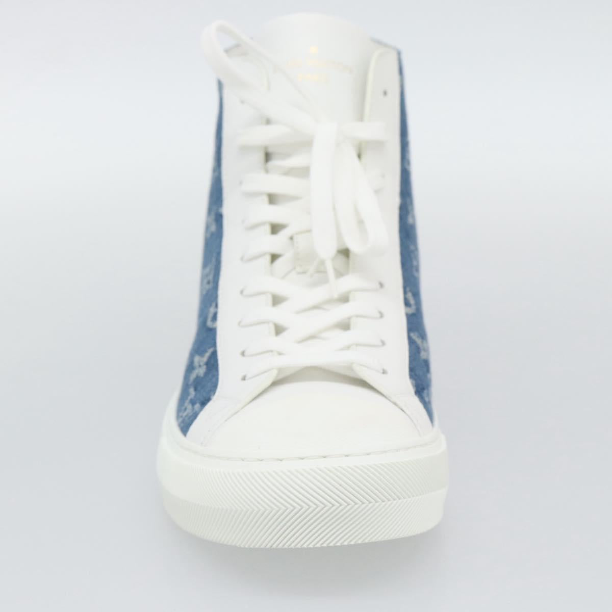 LOUIS VUITTON Monogram Denim Tattoo Line High Top Sneakers Blue LV Auth BA14108M