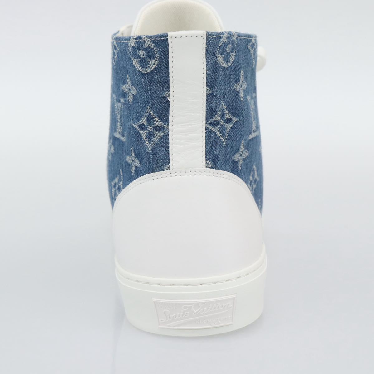 LOUIS VUITTON Monogram Denim Tattoo Line High Top Sneakers Blue LV Auth BA14108M