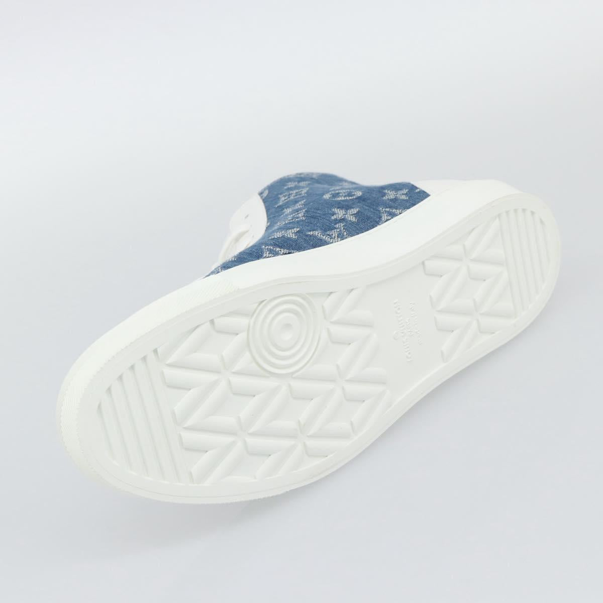 LOUIS VUITTON Monogram Denim Tattoo Line High Top Sneakers Blue LV Auth BA14108M