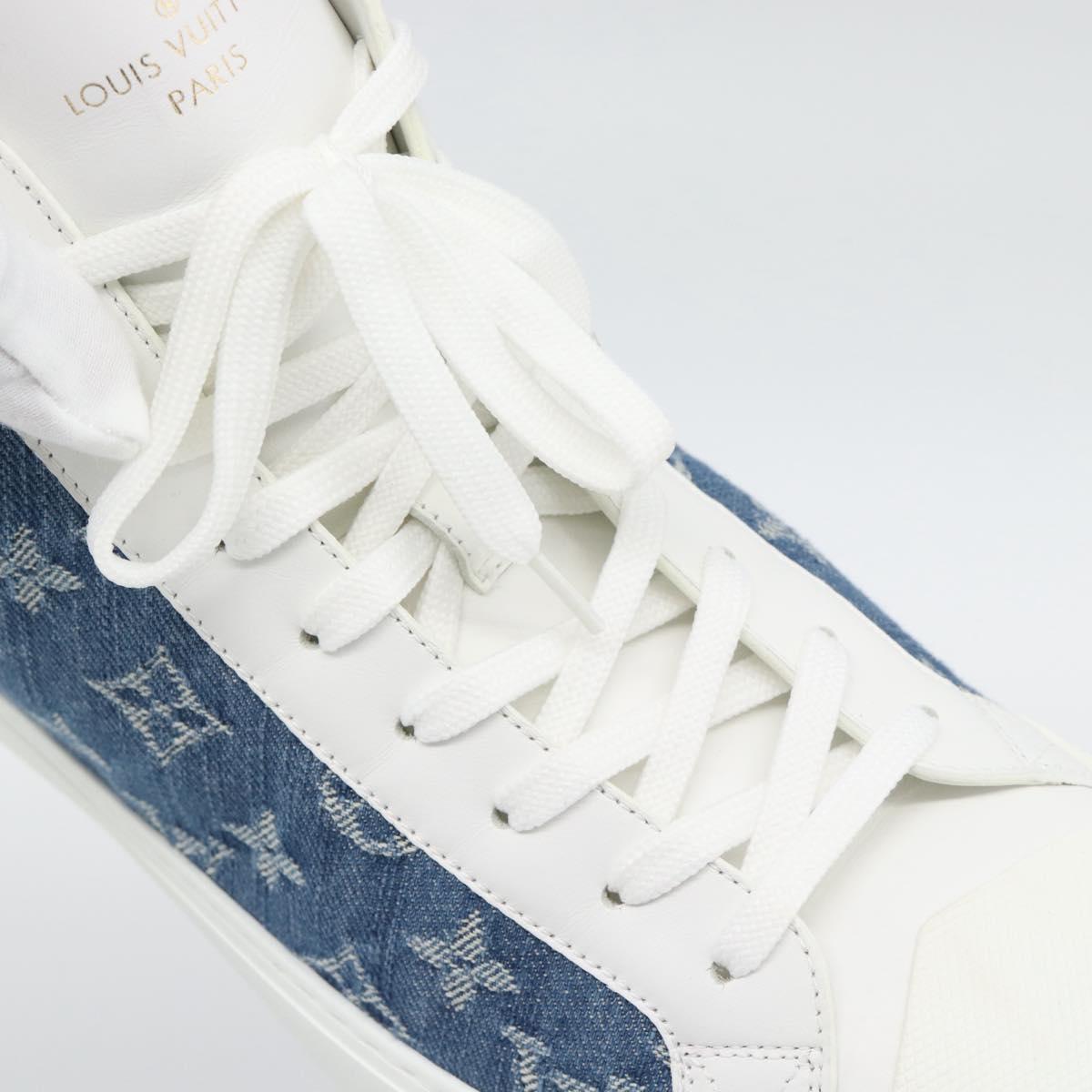 LOUIS VUITTON Monogram Denim Tattoo Line High Top Sneakers Blue LV Auth BA14108M