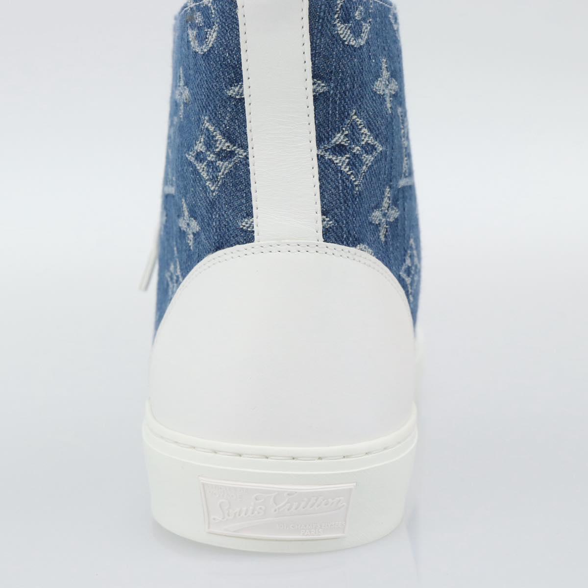 LOUIS VUITTON Monogram Denim Tattoo Line High Top Sneakers Blue LV Auth BA14108M