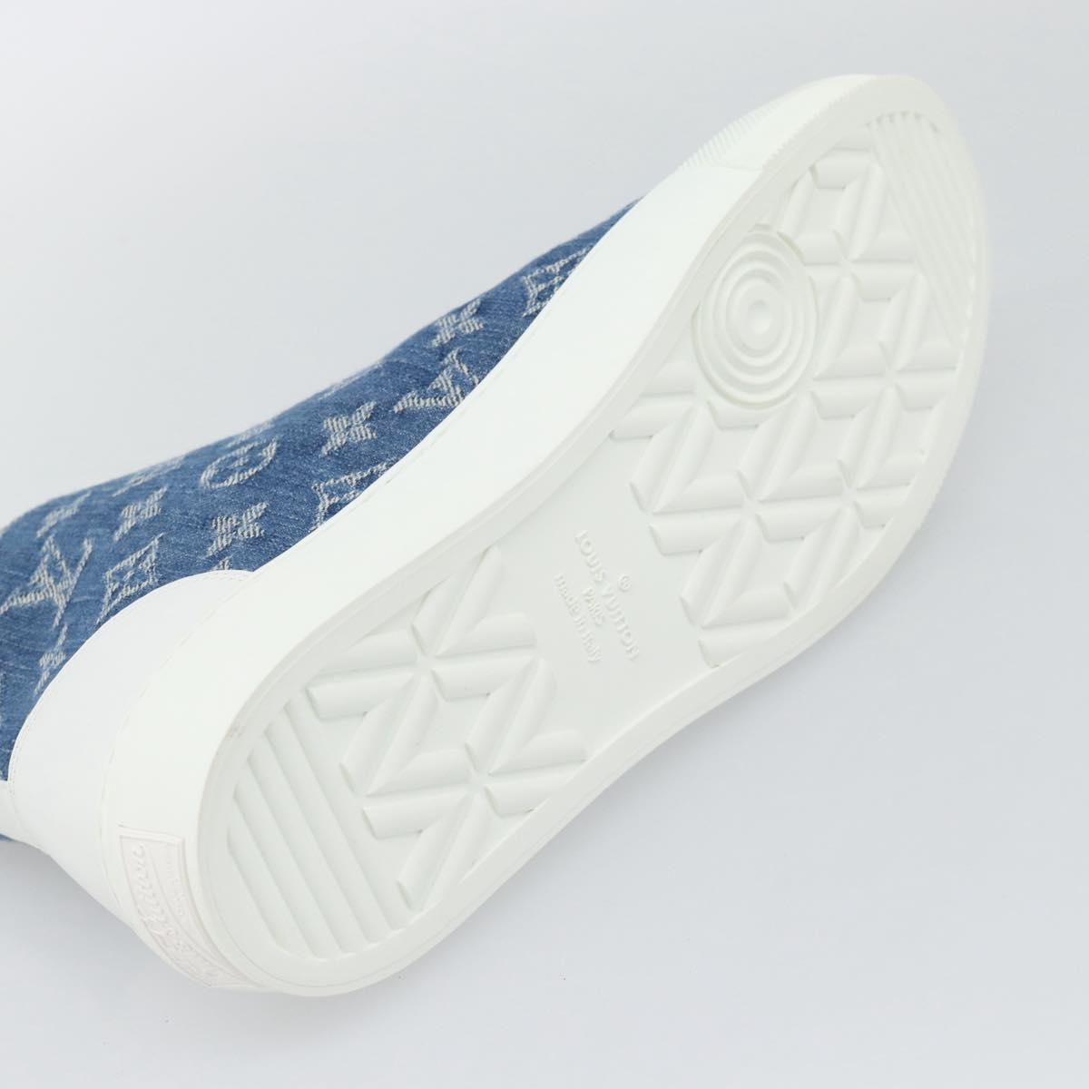 LOUIS VUITTON Monogram Denim Tattoo Line High Top Sneakers Blue LV Auth BA14108M