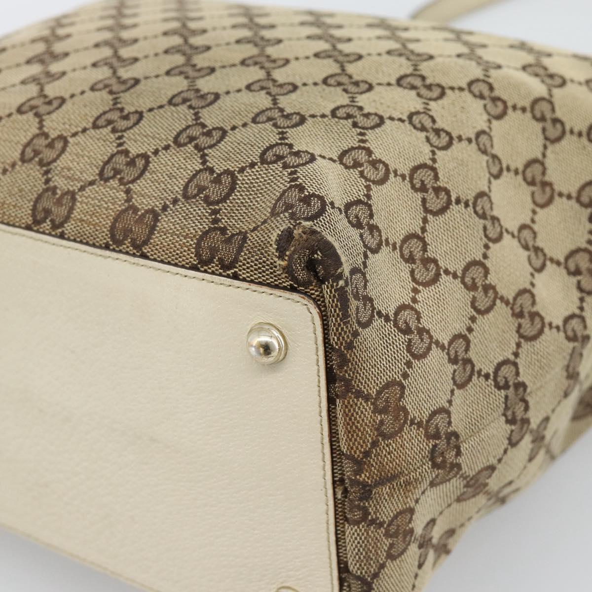 GUCCI GG Canvas Tote Bag Beige Gold 120836 Auth BA14113