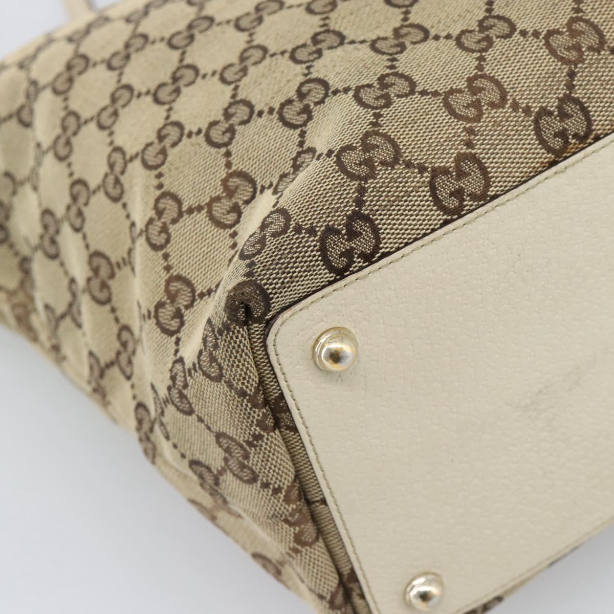 GUCCI GG Canvas Tote Bag Beige Gold 120836 Auth BA14113