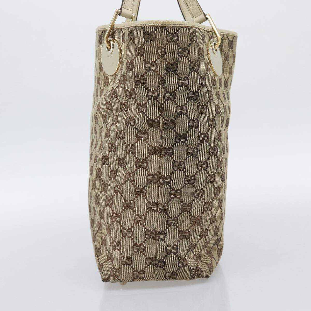 GUCCI GG Canvas Tote Bag Beige Gold 120836 Auth BA14113