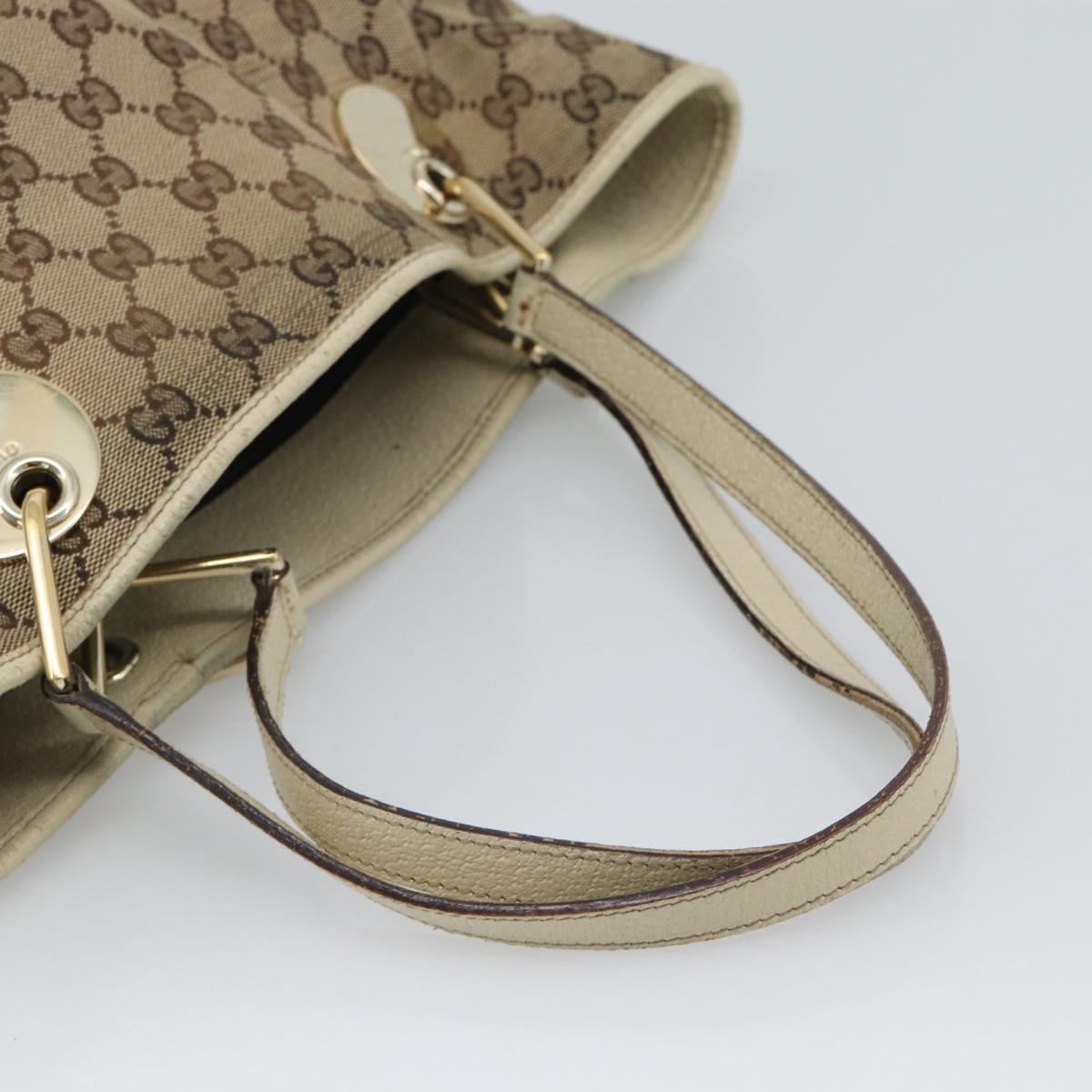 GUCCI GG Canvas Tote Bag Beige Gold 120836 Auth BA14113