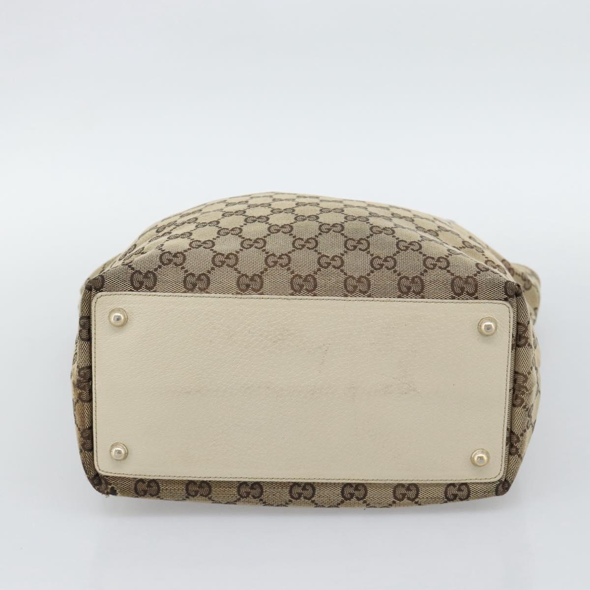 GUCCI GG Canvas Tote Bag Beige Gold 120836 Auth BA14113