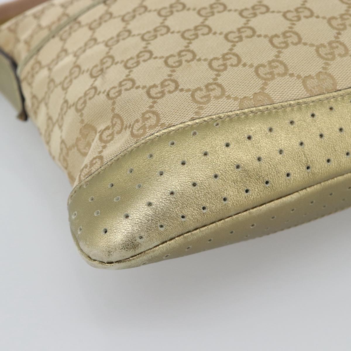 GUCCI GG Canvas Shoulder Bag Beige Gold 145857 Auth BA14114