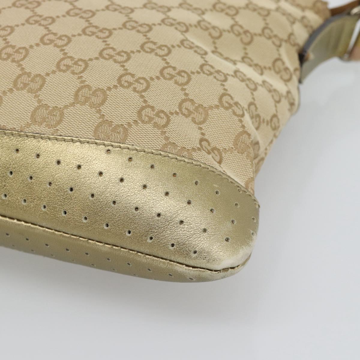 GUCCI GG Canvas Shoulder Bag Beige Gold 145857 Auth BA14114