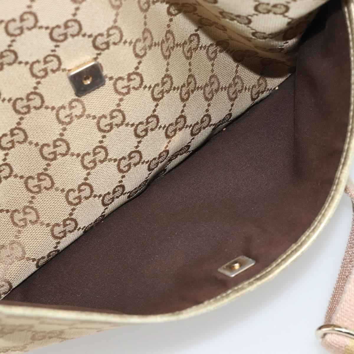 GUCCI GG Canvas Shoulder Bag Beige Gold 145857 Auth BA14114