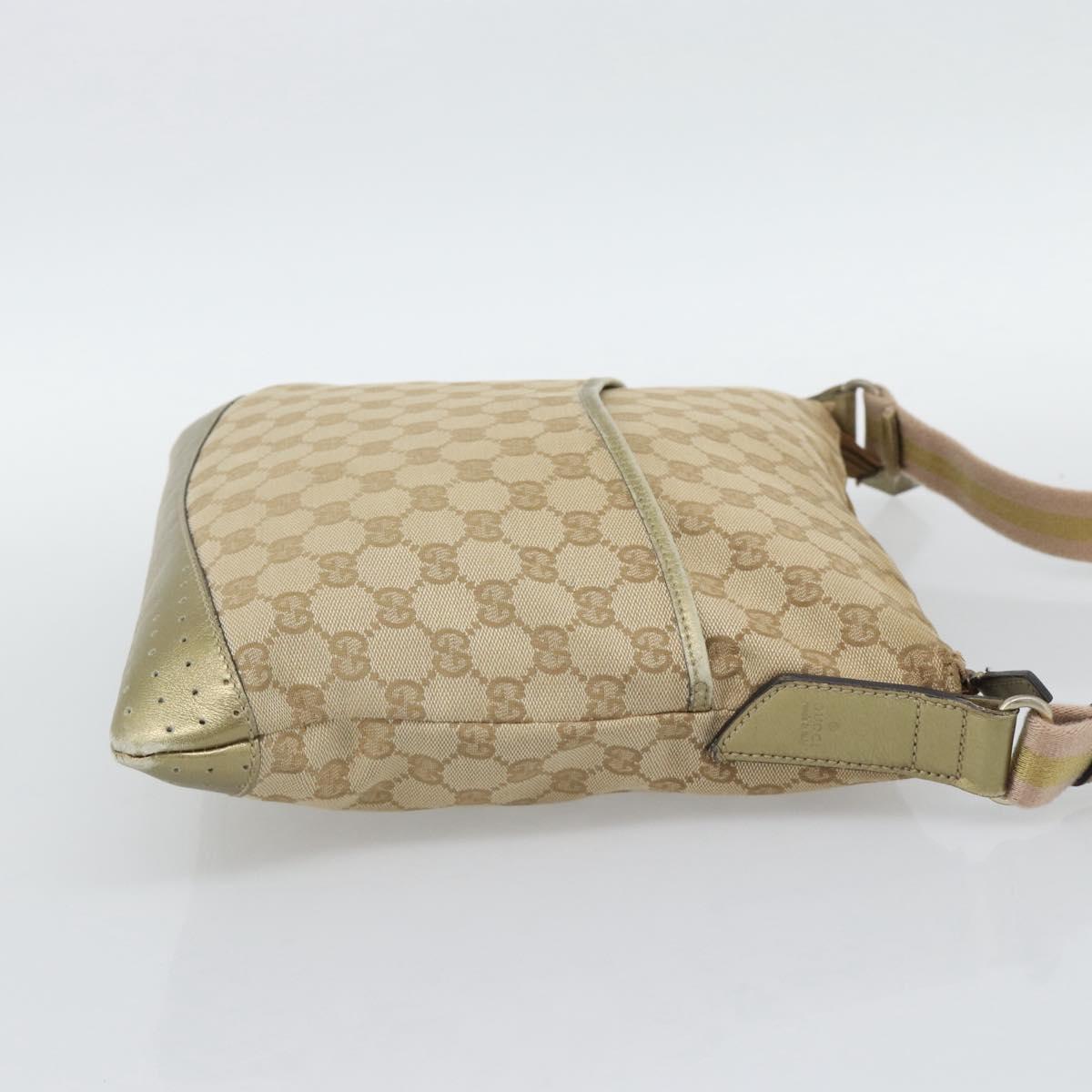 GUCCI GG Canvas Shoulder Bag Beige Gold 145857 Auth BA14114