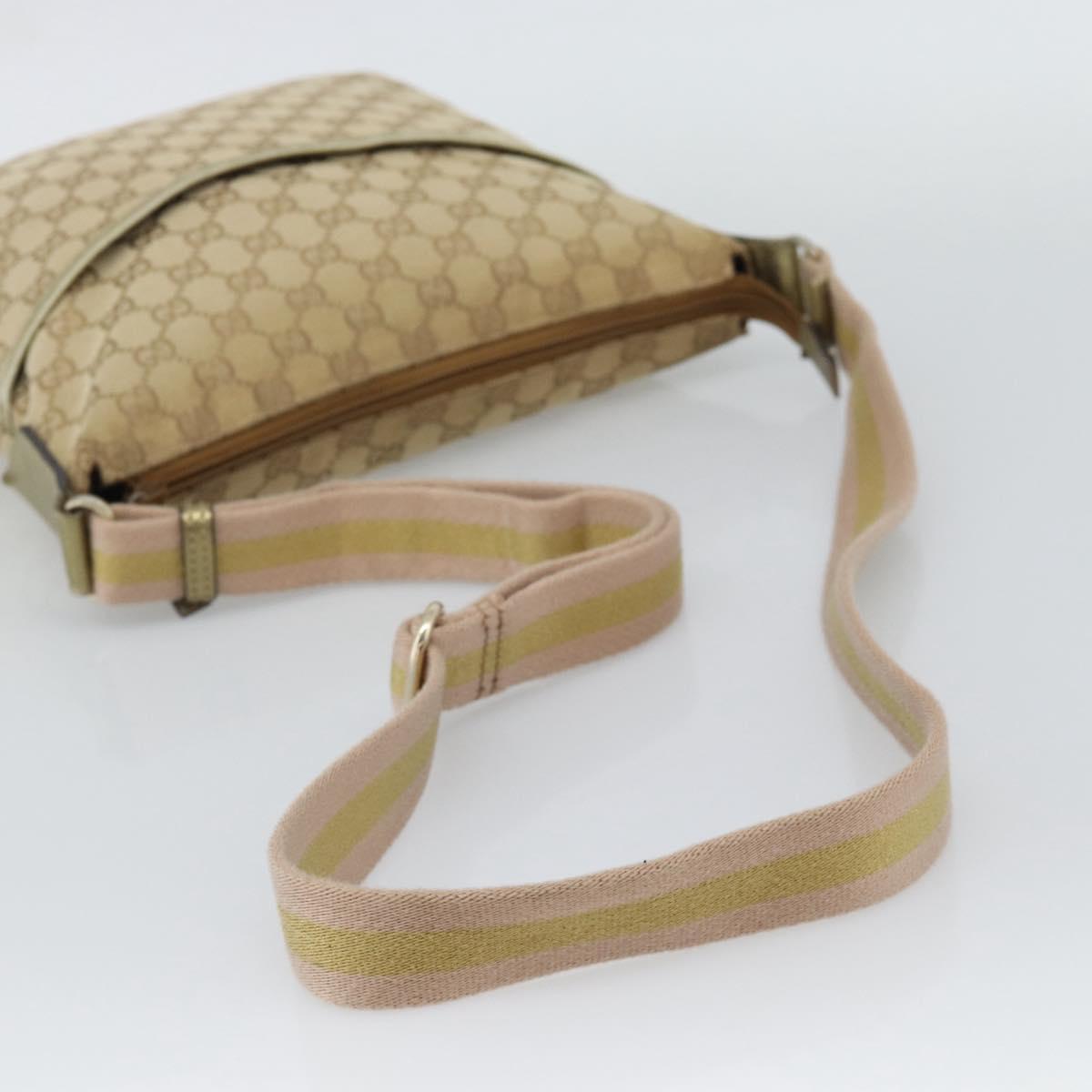 GUCCI GG Canvas Shoulder Bag Beige Gold 145857 Auth BA14114