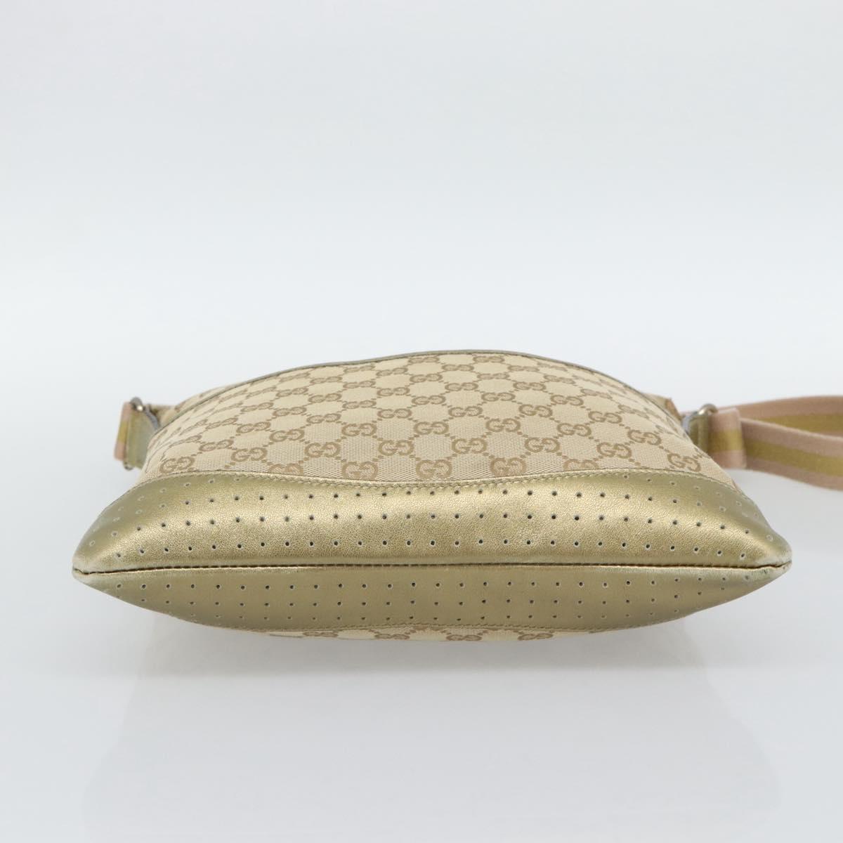 GUCCI GG Canvas Shoulder Bag Beige Gold 145857 Auth BA14114