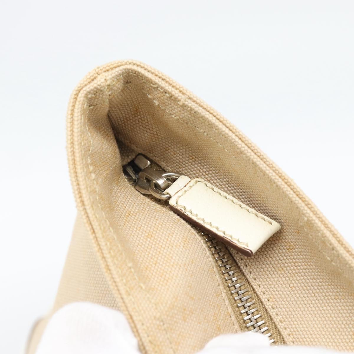 PRADA Tote Bag Canvas Beige Silver Auth BA14115