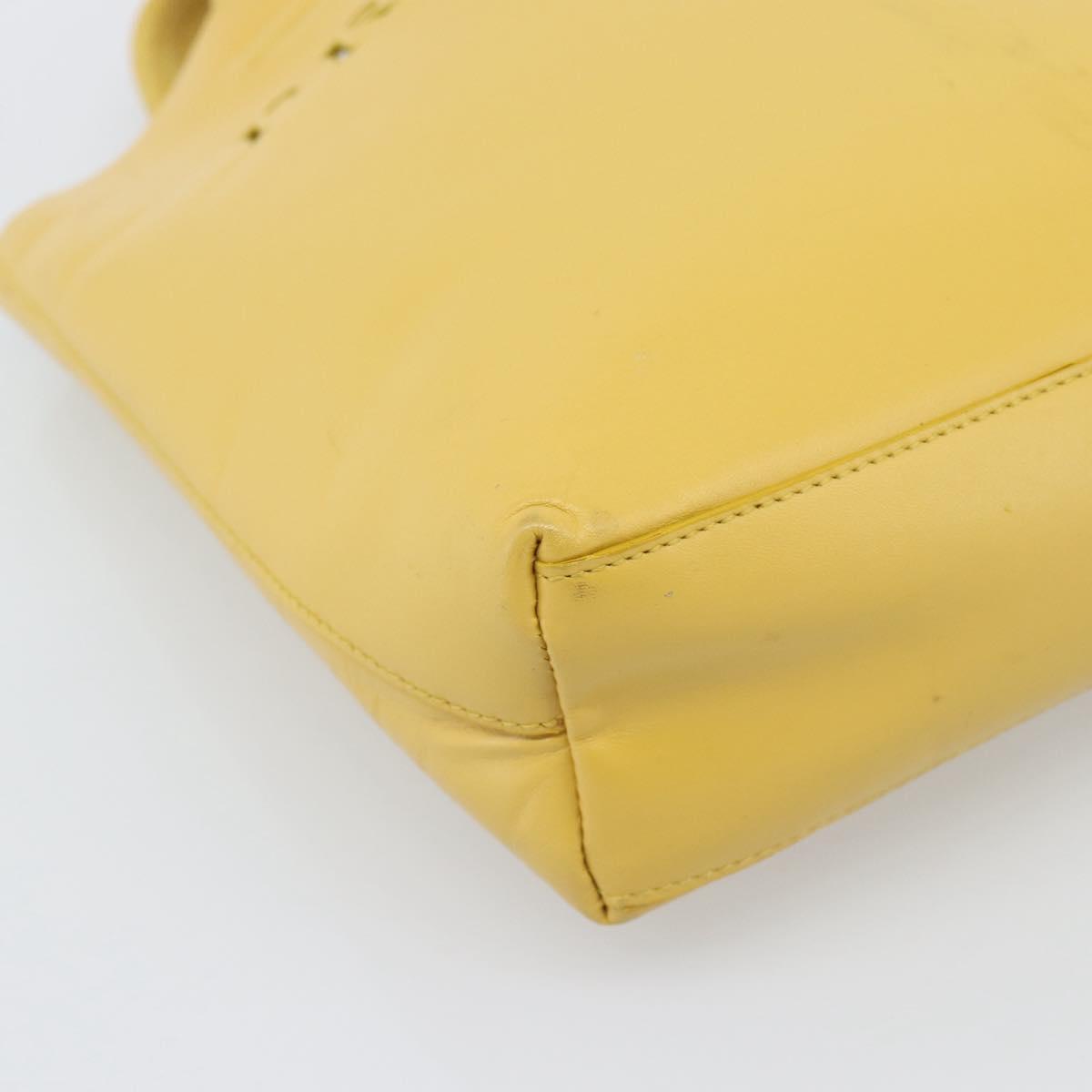 PRADA Hand Bag Leather Yellow Auth BA14118