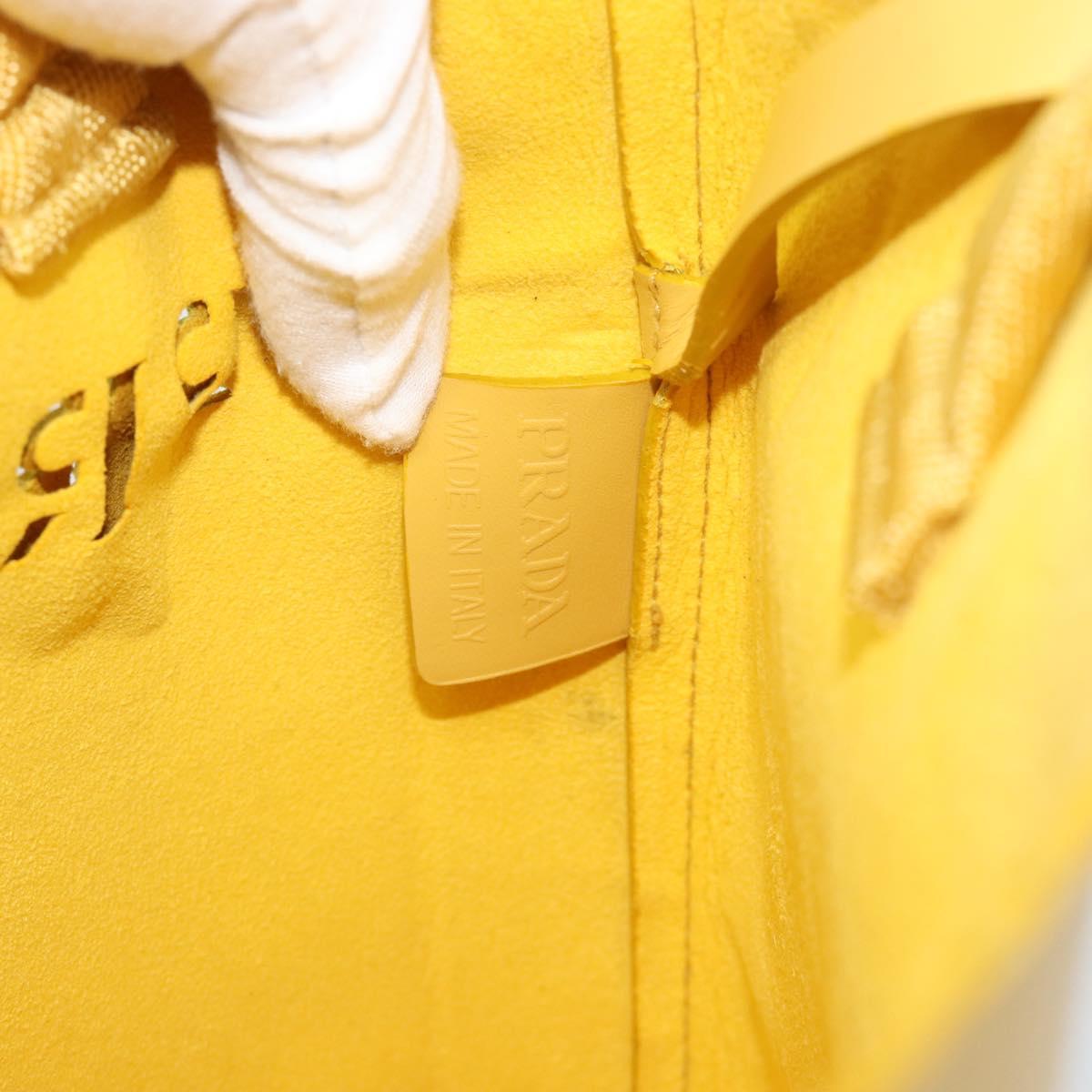 PRADA Hand Bag Leather Yellow Auth BA14118