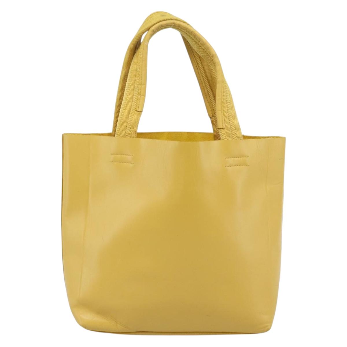 PRADA Hand Bag Leather Yellow Auth BA14118