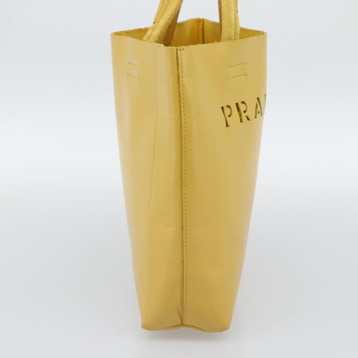 PRADA Hand Bag Leather Yellow Auth BA14118