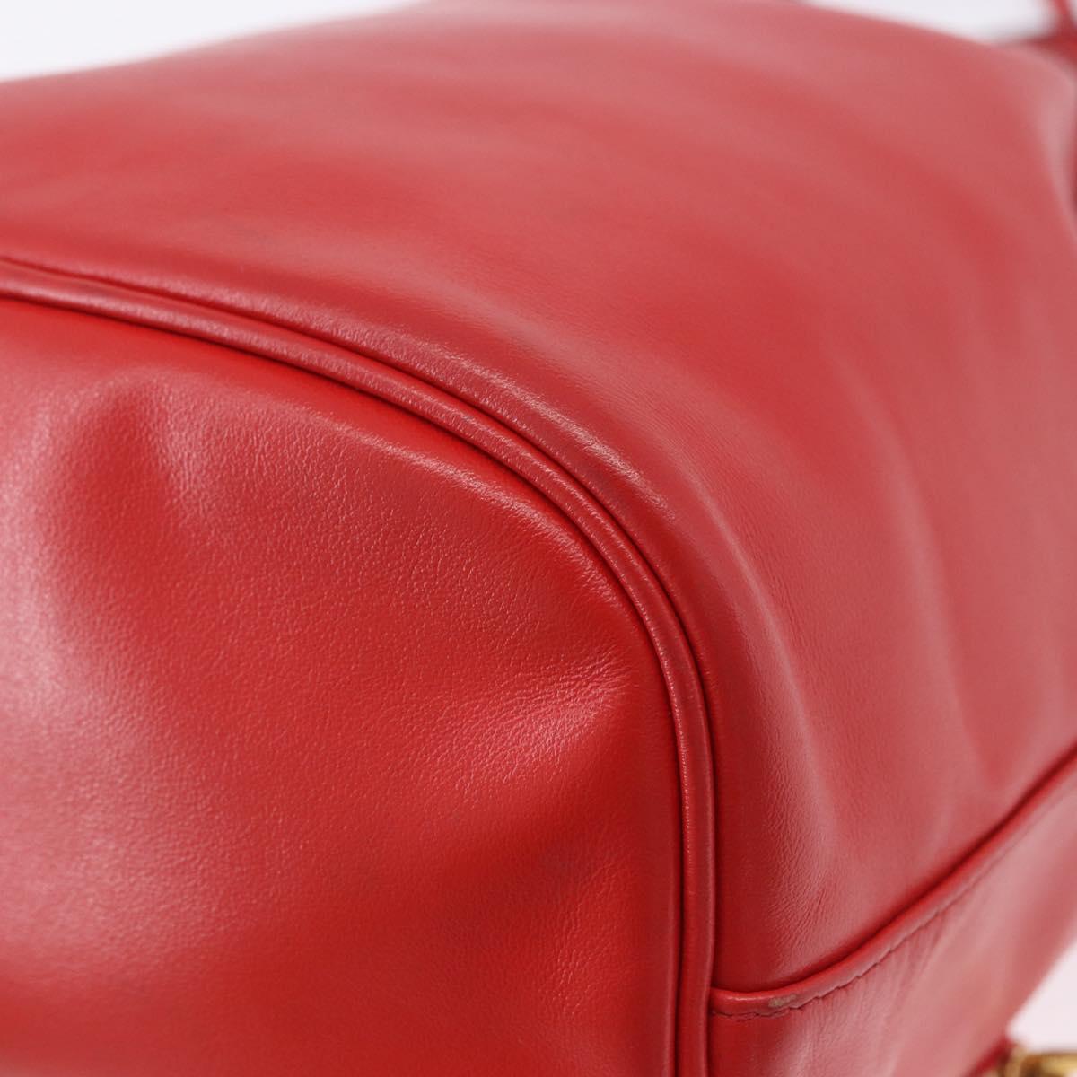 PRADA Purse Hand Bag Leather 2way Red Gold Auth BA14119V