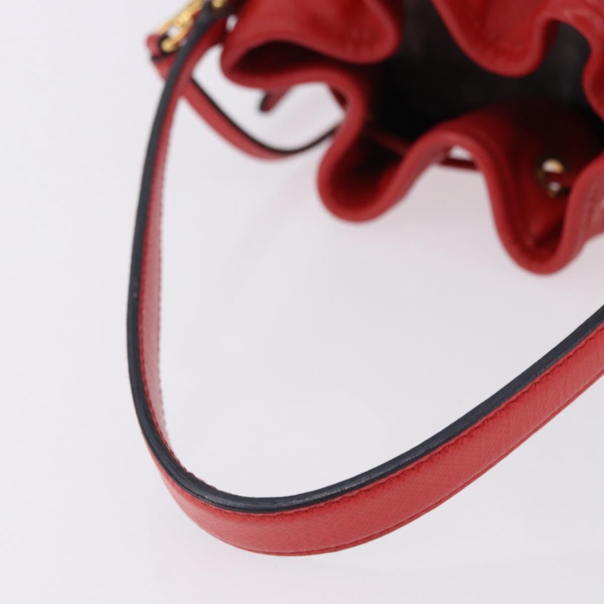 PRADA Purse Hand Bag Leather 2way Red Gold Auth BA14119V