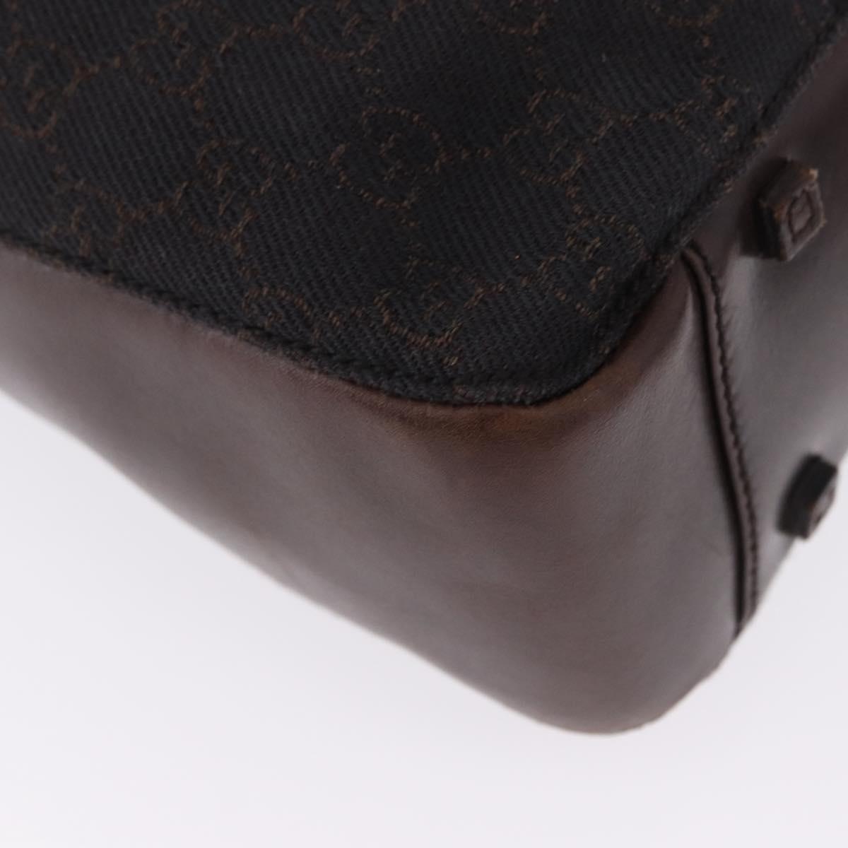 GUCCI GG Canvas Tote Bag Dark Brown Silver 101919 Auth BA14120