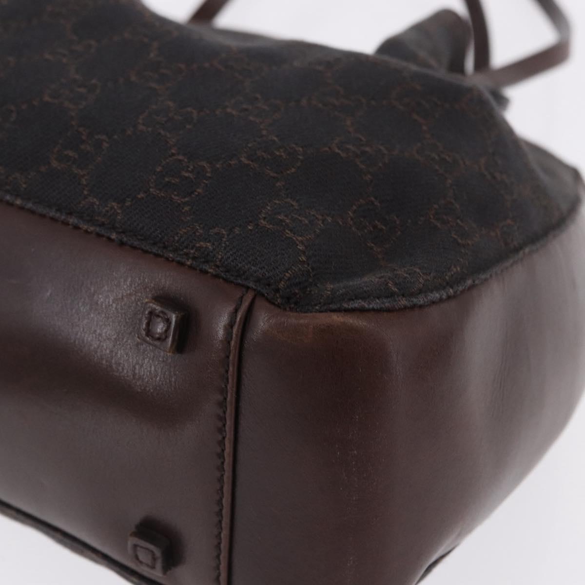 GUCCI GG Canvas Tote Bag Dark Brown Silver 101919 Auth BA14120