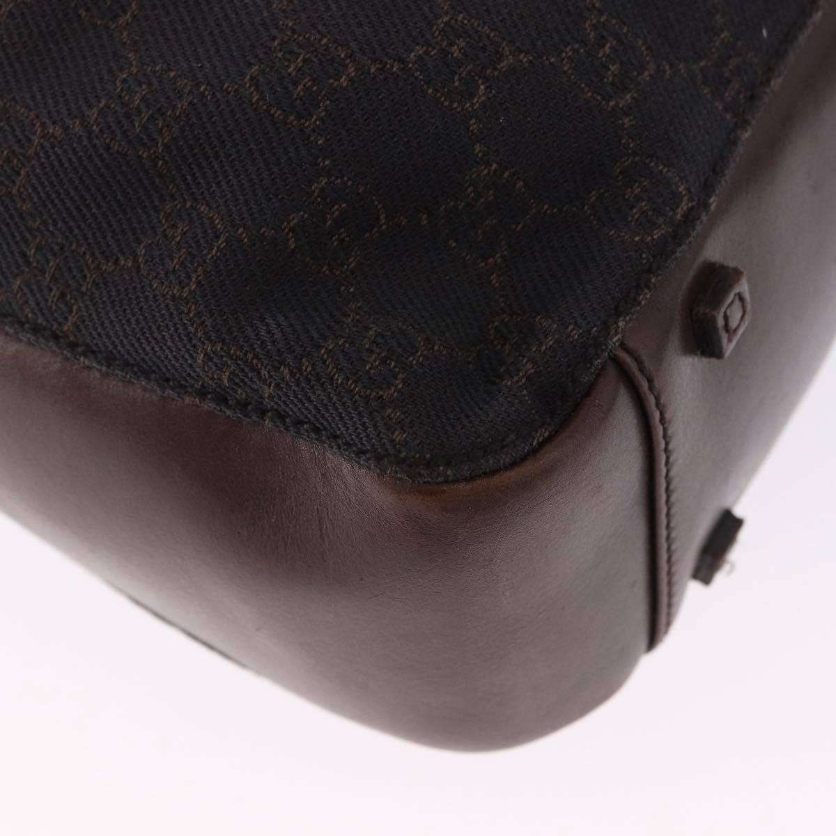 GUCCI GG Canvas Tote Bag Dark Brown Silver 101919 Auth BA14120