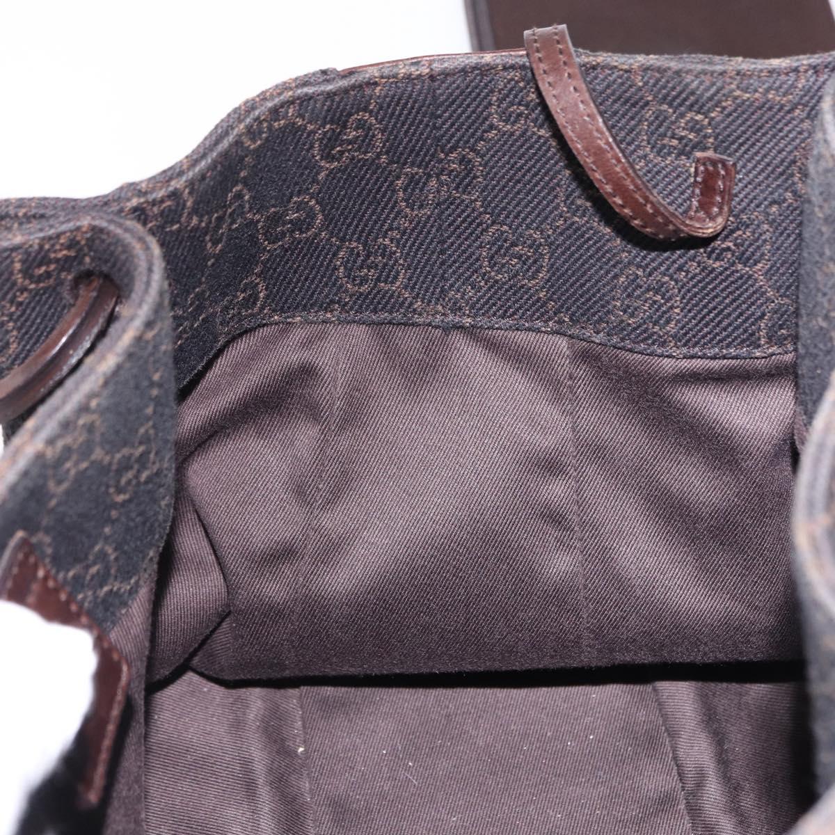 GUCCI GG Canvas Tote Bag Dark Brown Silver 101919 Auth BA14120