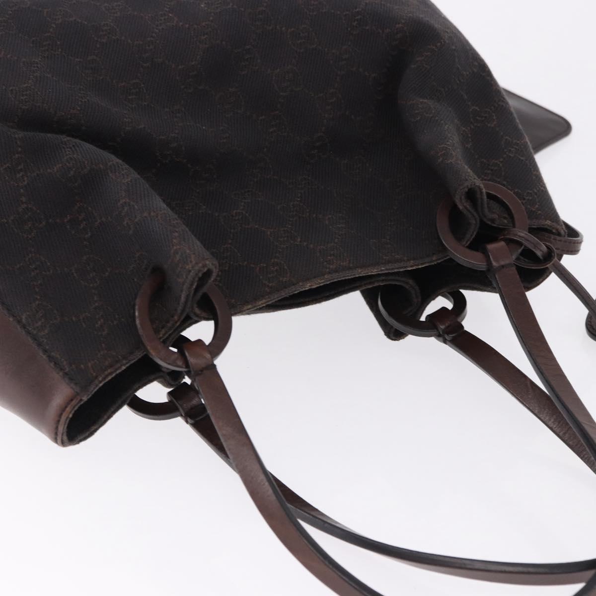 GUCCI GG Canvas Tote Bag Dark Brown Silver 101919 Auth BA14120