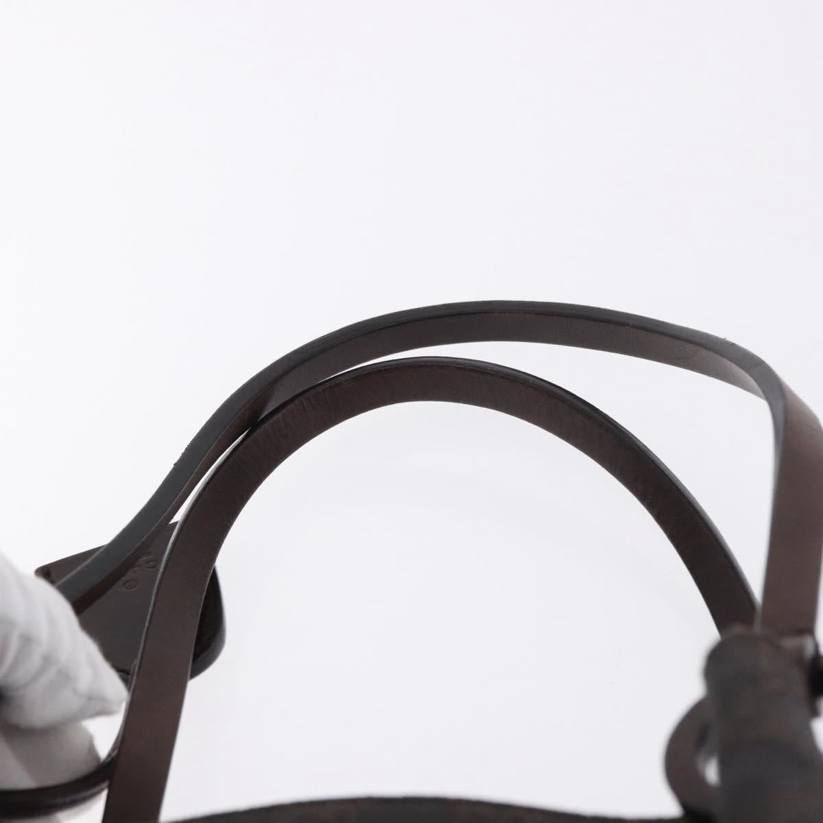 GUCCI GG Canvas Tote Bag Dark Brown Silver 101919 Auth BA14120