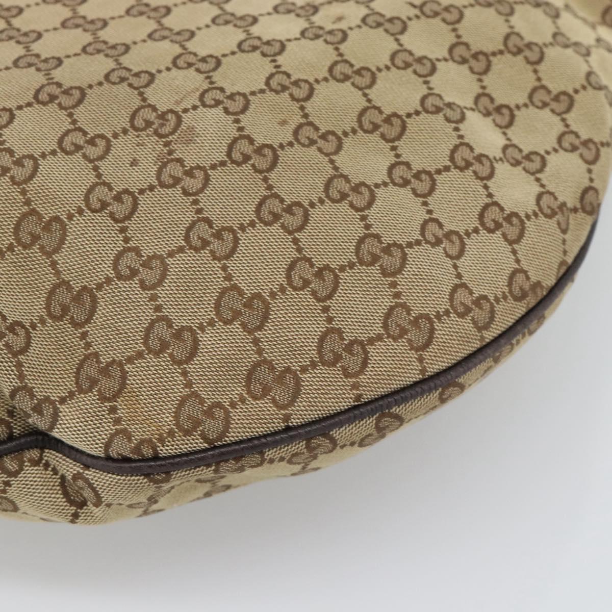 GUCCI GG Canvas Horsebit Shoulder Bag Beige Gold 170014 Auth BA14121