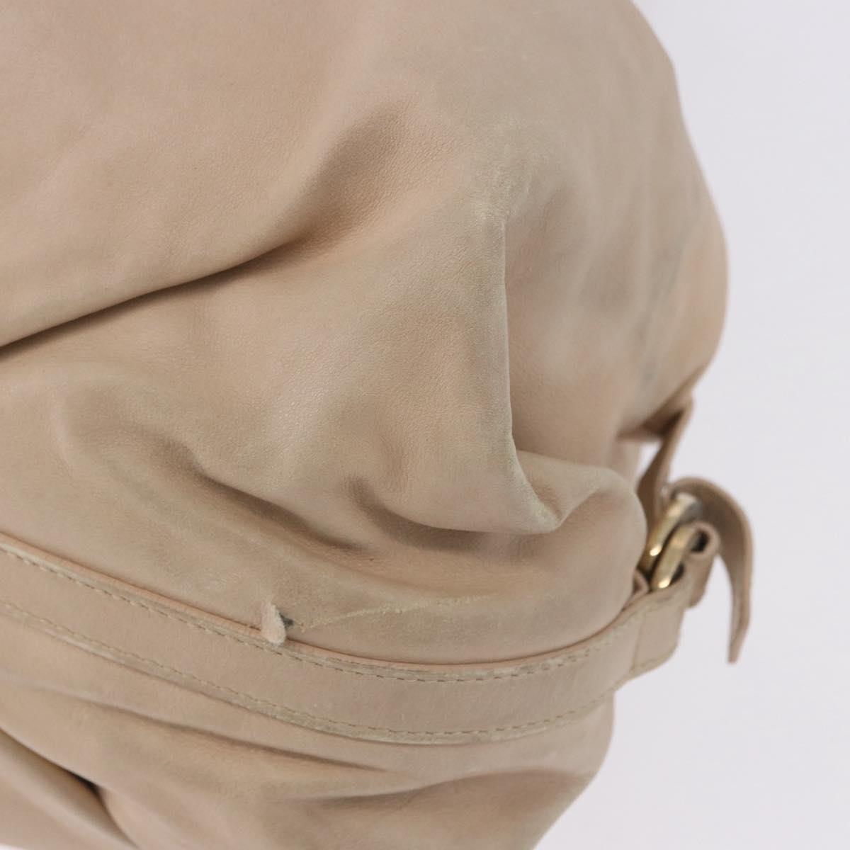 BVLGARI Chandra Tote Bag Leather Beige Gold Auth BA14122